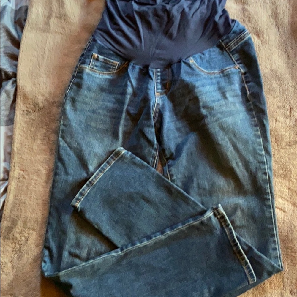 Indigo blue maternity jeans